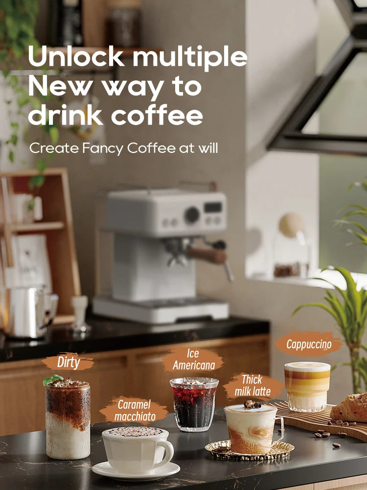 HiBREW Semi Automatic Espresso Coffee Machine DIY Function 20Bar Pressure Temperature Adjustable For Cappuccino & Latte H10plus