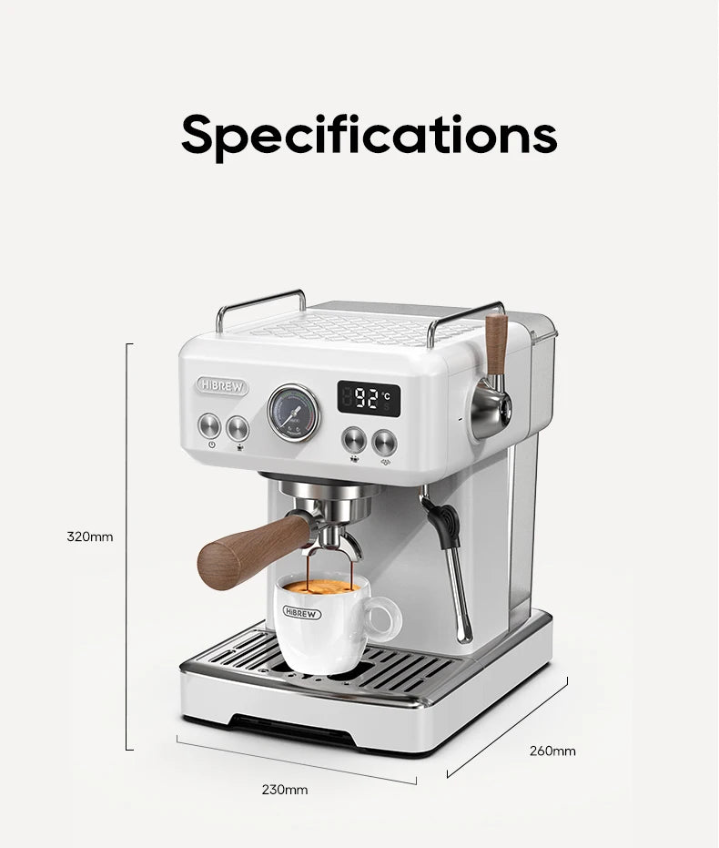 HiBREW Semi Automatic Espresso Coffee Machine DIY Function 20Bar Pressure Temperature Adjustable For Cappuccino & Latte H10plus