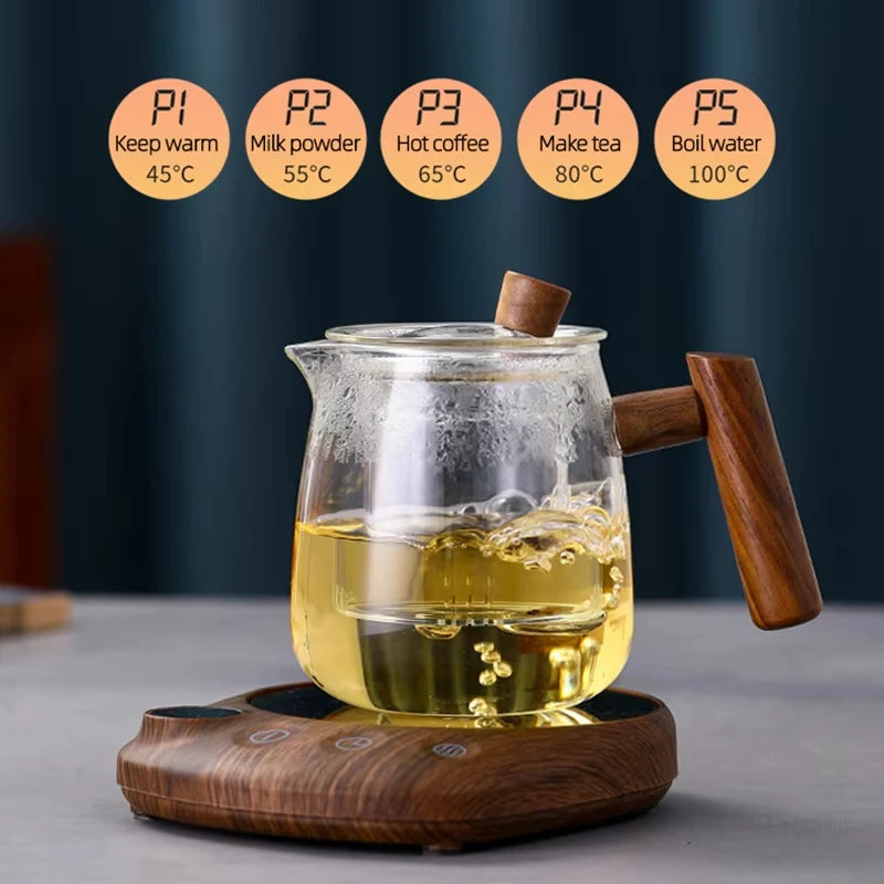 220V Cup Heater Coffee Mug Warmer Hot Tea Makers 100°C Warmer Coaster 5 Gear Temperature Cup Heaters Coffee Milk Tea Heating Pad