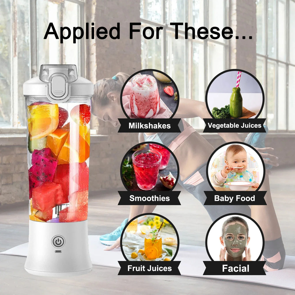 Portable Blender Electric Juicer 600ML Fruit Mixers 4000mAh USB Rechargeable Smoothie Mini Blender Multifunction Juice Maker