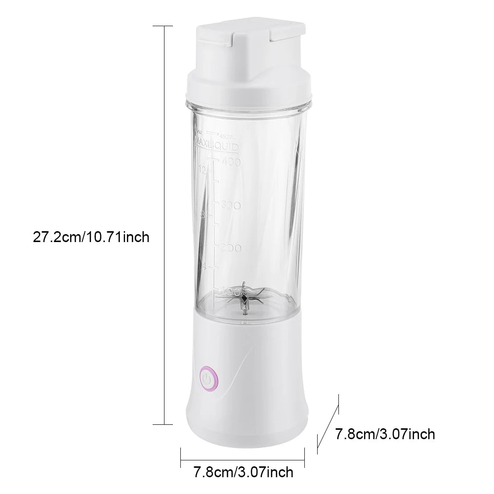 12 Blades Portable Fruit Juicer 450ml Electric Juice Cup Rechargeable Mini Blender Ice Crusher Shakes And Smoothies Maker