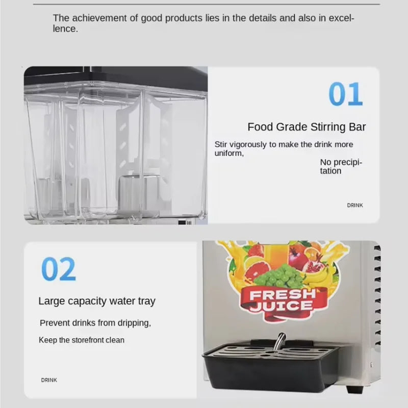 Double Can Industrial Cold Beverage Machine Buffet Frozen Orange Juice Machine