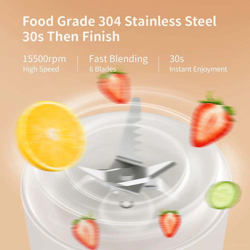 500ml Portable 2400mAh Wireless Fruit Mixers USB juicer Fresh Juice Bottle Blender Plus 6 Blades Food Milkshake Ice Crush Cup