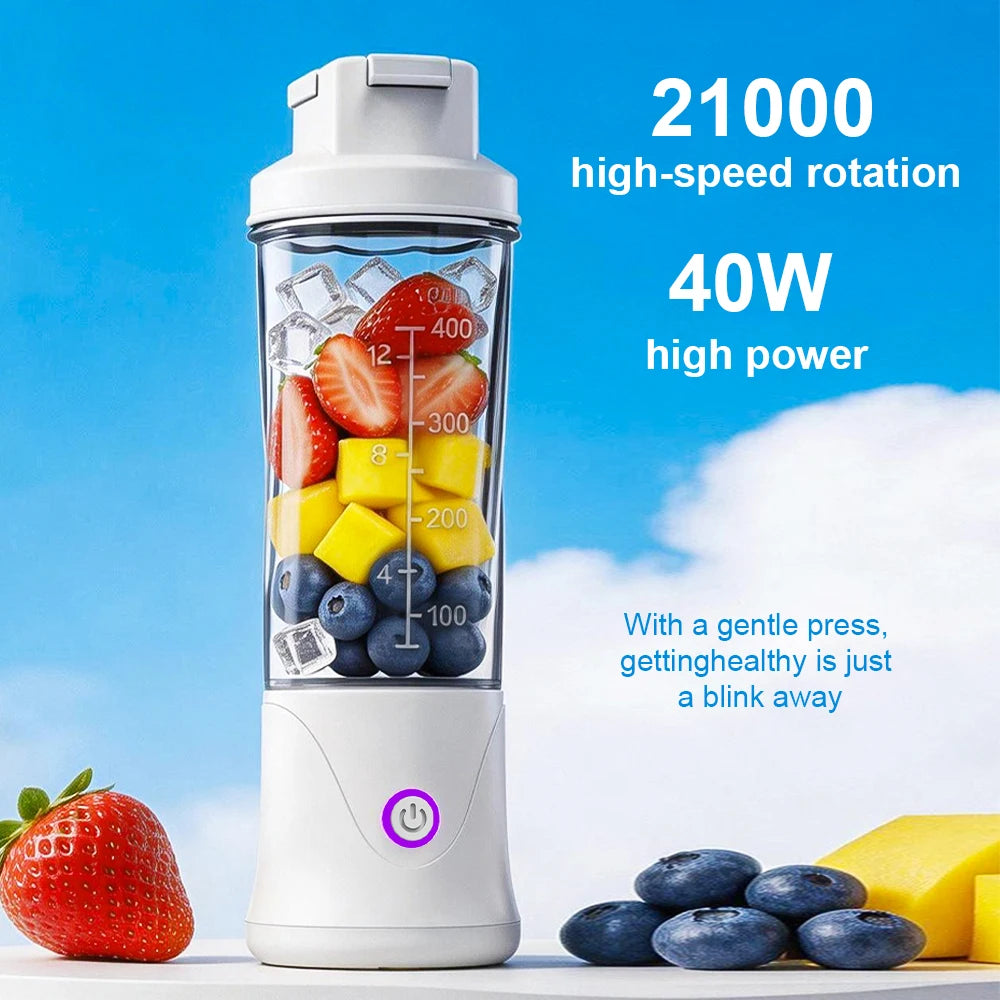 Portable Fruit Juicer Mini Blender 450ML Electric Juice Cup 12 Blades Rechargeable Blender For Shakes And Smoothies Ice Crusher