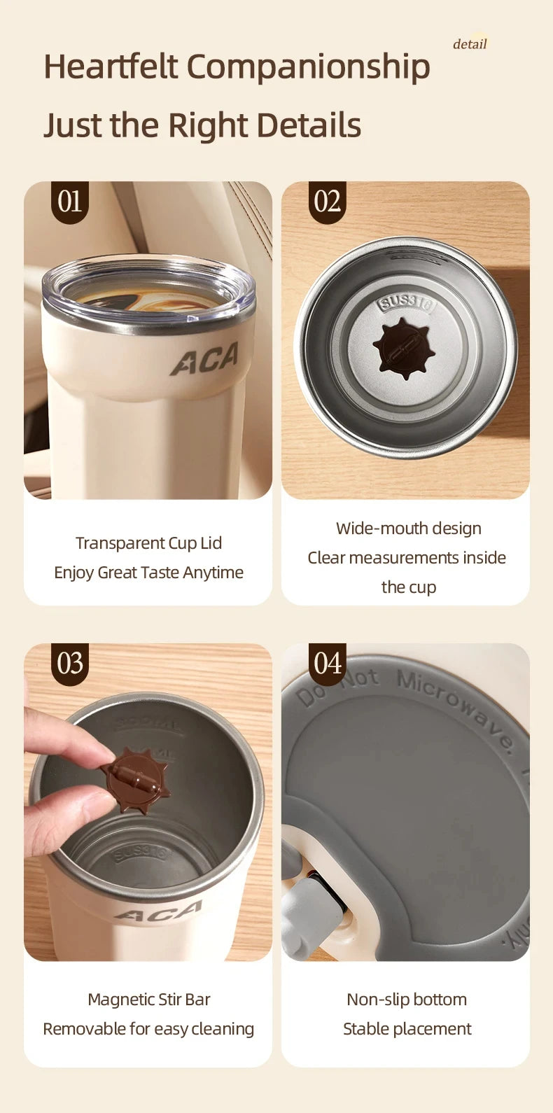 Mini Electric Automatic Magnetic Stirring Cup Smart Temperature & Battery Level Display 300ml USB-Charging Magnetic Water Cup