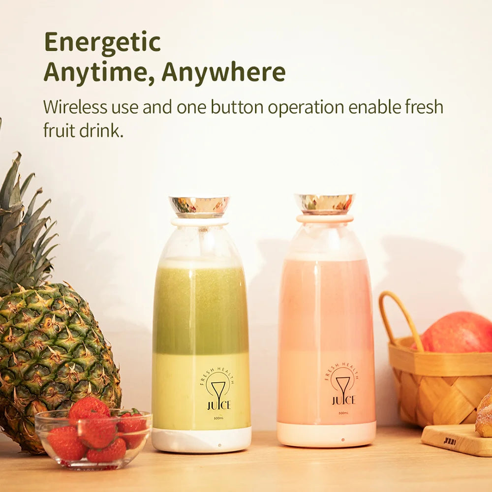 500ml Portable 2400mAh Wireless Fruit Mixers USB juicer Fresh Juice Bottle Blender Plus 6 Blades Food Milkshake Ice Crush Cup