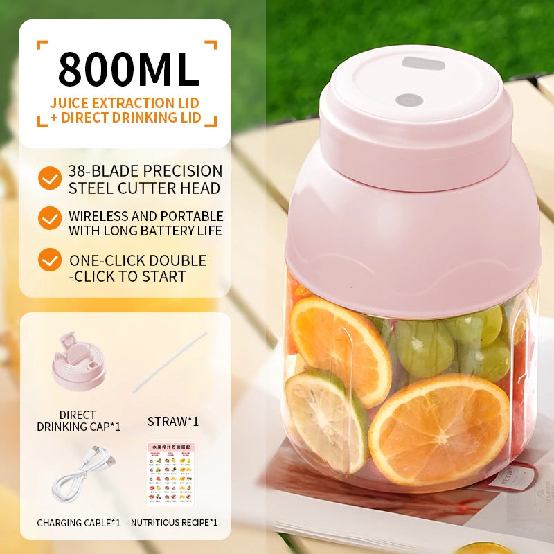 1 set of electric juicer, portable rechargeable blender for smoothies and milkshakes, suitable for office, gym, and travel