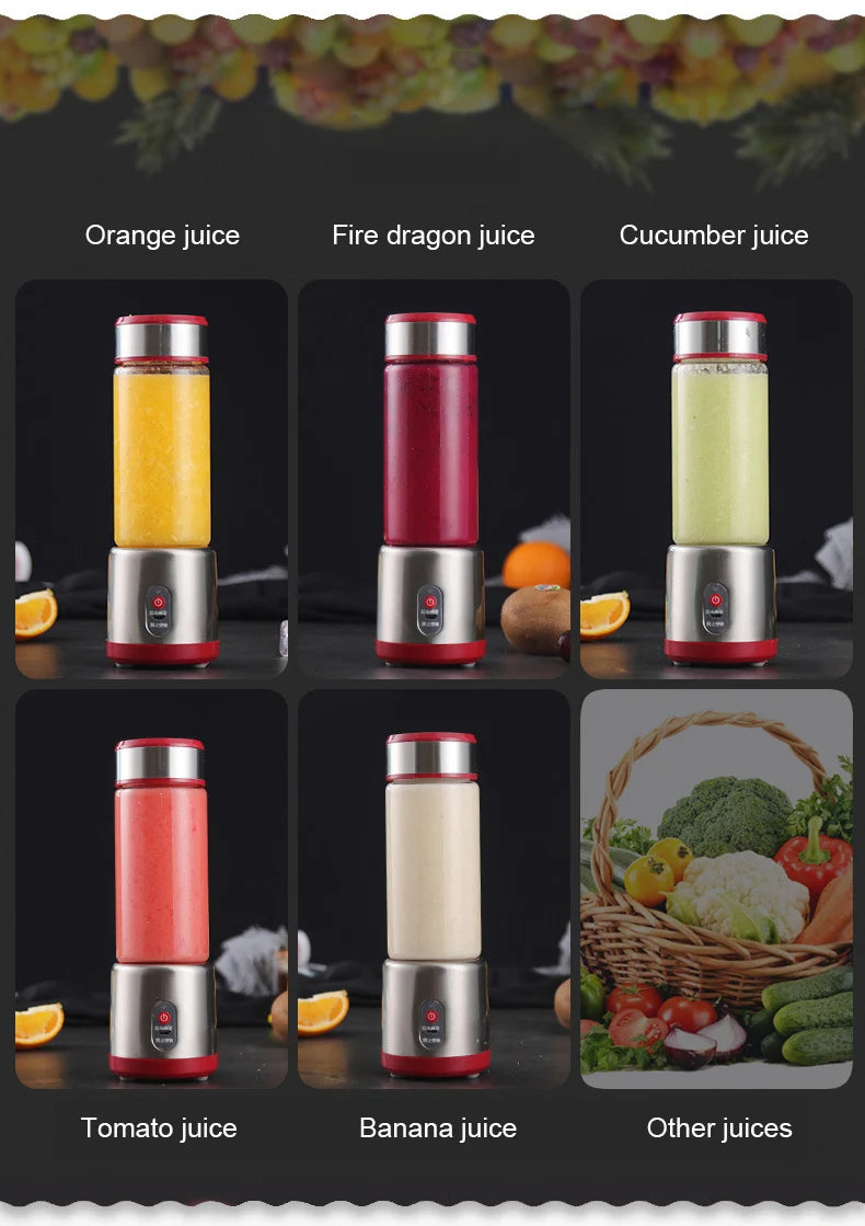 Multifunction Juicers Portable Electric Blender USB Rechargeable Electric Mixer Fruit Orange Milkshake Juice Maker Machine 450M