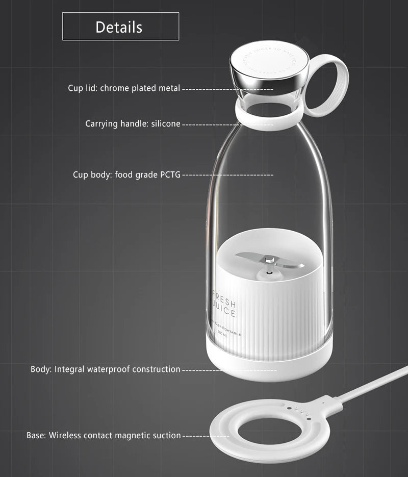 Hot Selling Wireless Electric Mini Personal Juicers Cup Frozen Pineapple Shake Mixer Bottle Portable Mini Fruit Blender