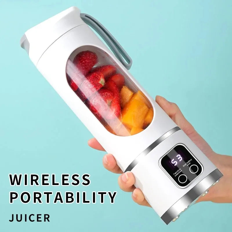 2025 Mini Electric Juicer with Powerful Motor 450ML Large Capacity Digital Display Crushed Ice Household Charging Juice Cup