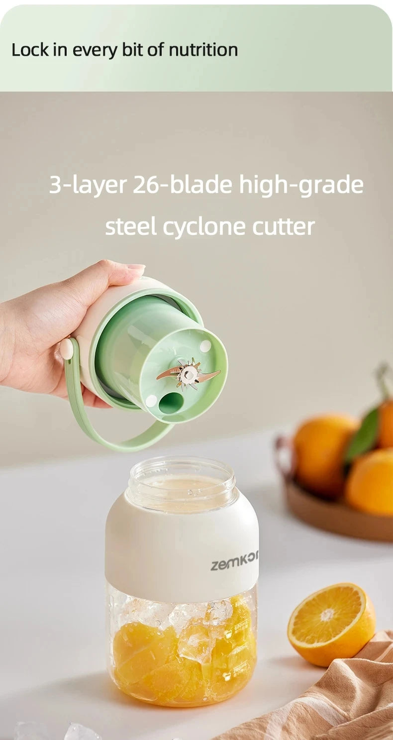 1100ML Portable Juicer Fresh Fruit Mixer 26 Blades USB Rechargeable Multifunctional Juicer Ice Crusher Smoothie Blender For Home