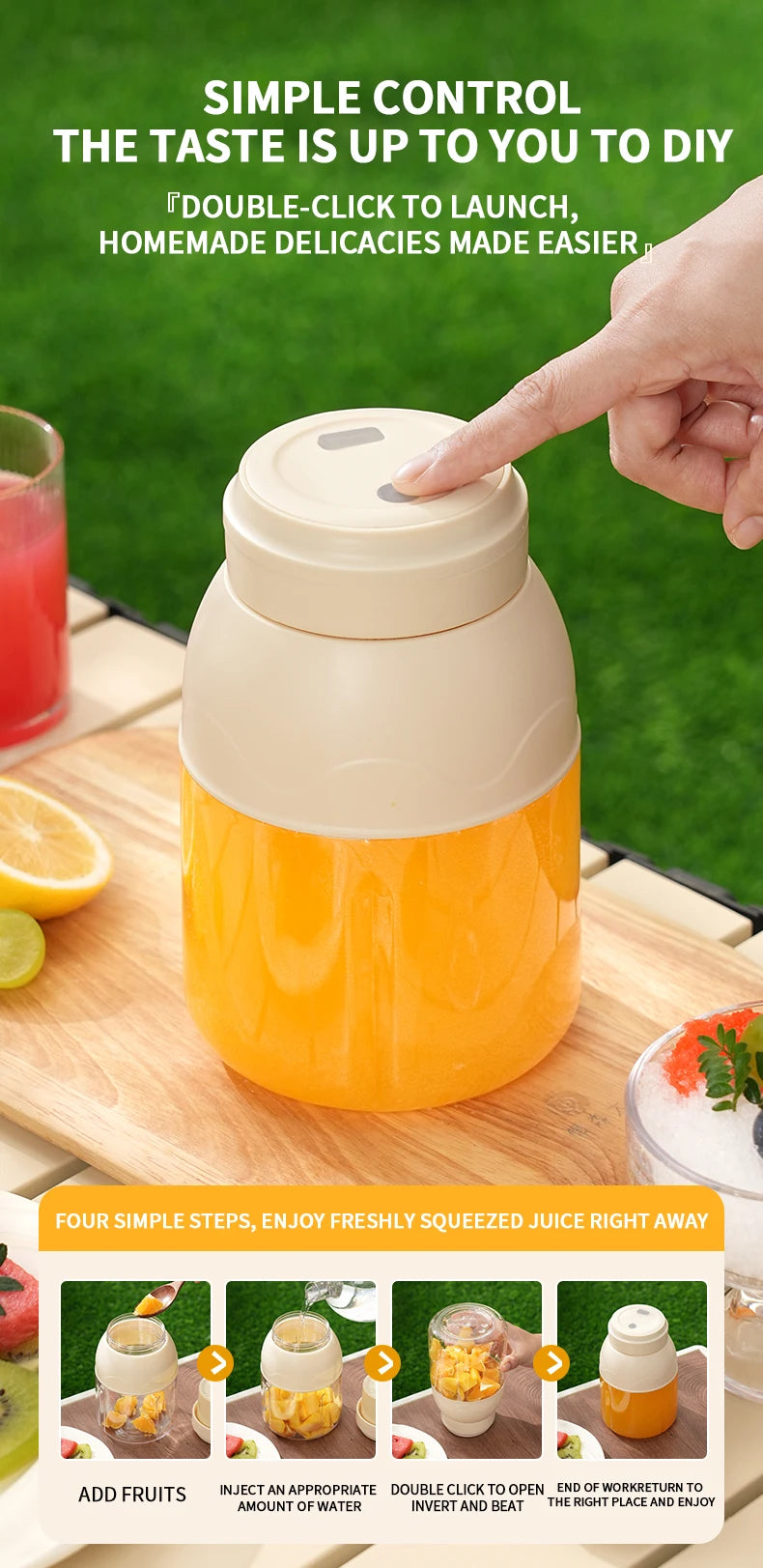 1 set of electric juicer, portable rechargeable blender for smoothies and milkshakes, suitable for office, gym, and travel