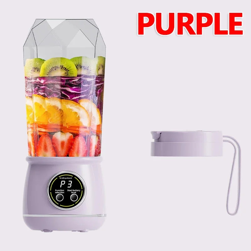 New 10 Blades Portable Fruit Juicer 550ml Capacity 3 Gears USB Rechargeable Blender Ice Crusher for Shakes and Smoothies Juicer