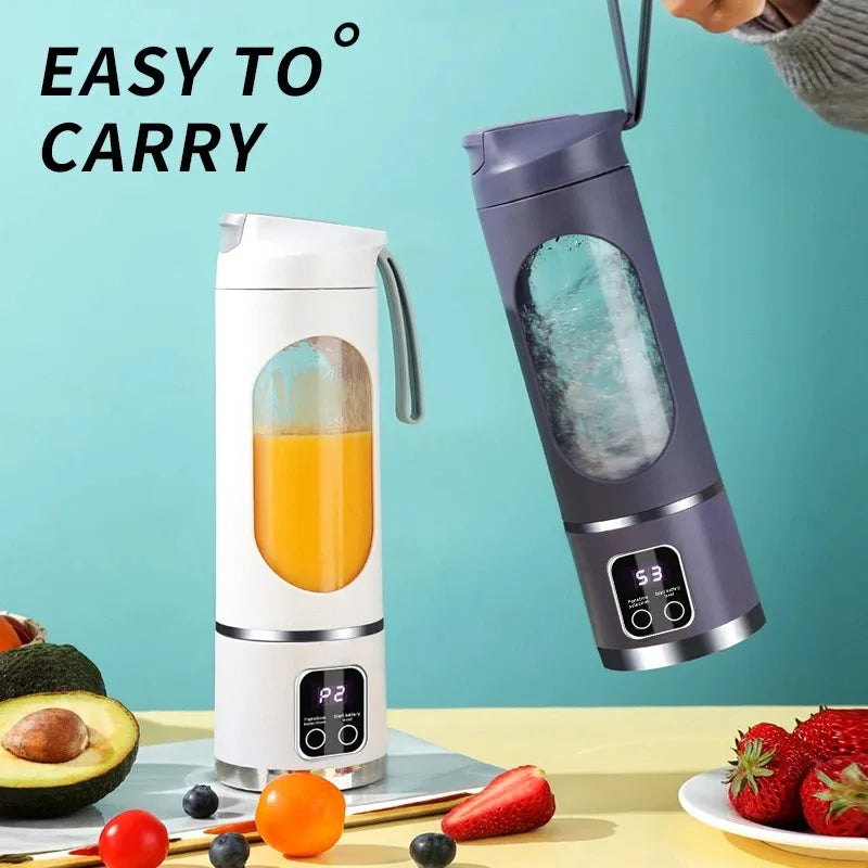 2025 Mini Electric Juicer with Powerful Motor 450ML Large Capacity Digital Display Crushed Ice Household Charging Juice Cup