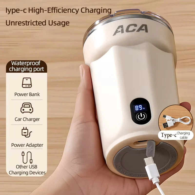 Mini Electric Automatic Magnetic Stirring Cup Smart Temperature & Battery Level Display 300ml USB-Charging Magnetic Water Cup