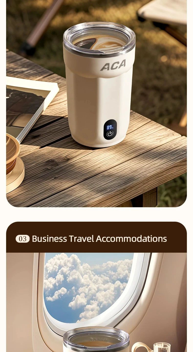 Mini Electric Automatic Magnetic Stirring Cup Smart Temperature & Battery Level Display 300ml USB-Charging Magnetic Water Cup