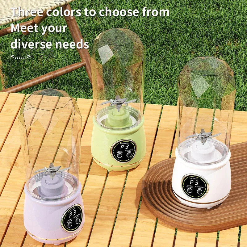 New 10 Blades Portable Fruit Juicer 550ml Capacity 3 Gears USB Rechargeable Blender Ice Crusher for Shakes and Smoothies Juicer