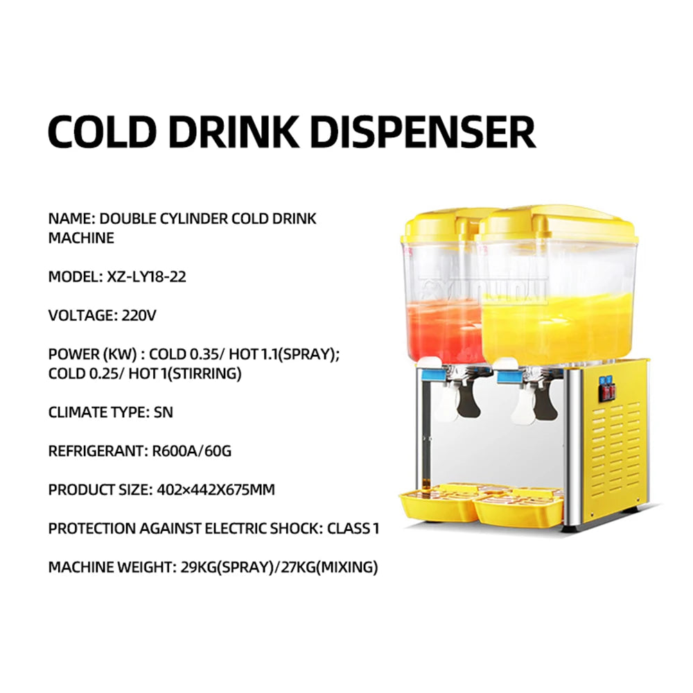 Commercial Double Cylinder Slush Machine Cold Hot Drink Dispenser Large Capacity Beverage Juicer