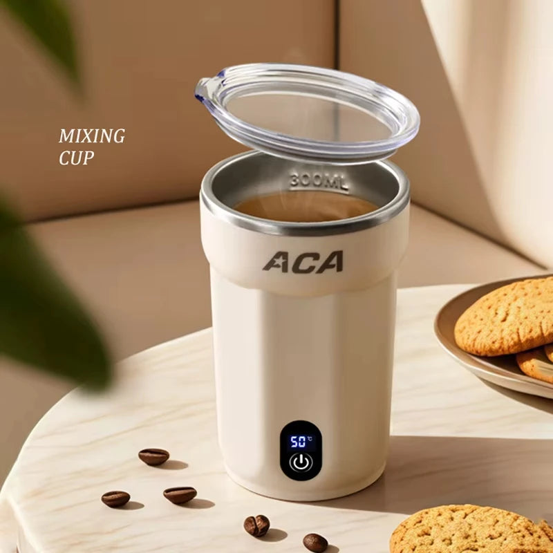 Mini Electric Automatic Magnetic Stirring Cup Smart Temperature & Battery Level Display 300ml USB-Charging Magnetic Water Cup