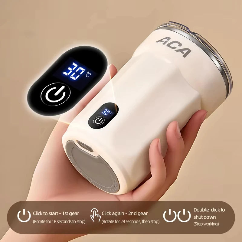 Mini Electric Automatic Magnetic Stirring Cup Smart Temperature & Battery Level Display 300ml USB-Charging Magnetic Water Cup