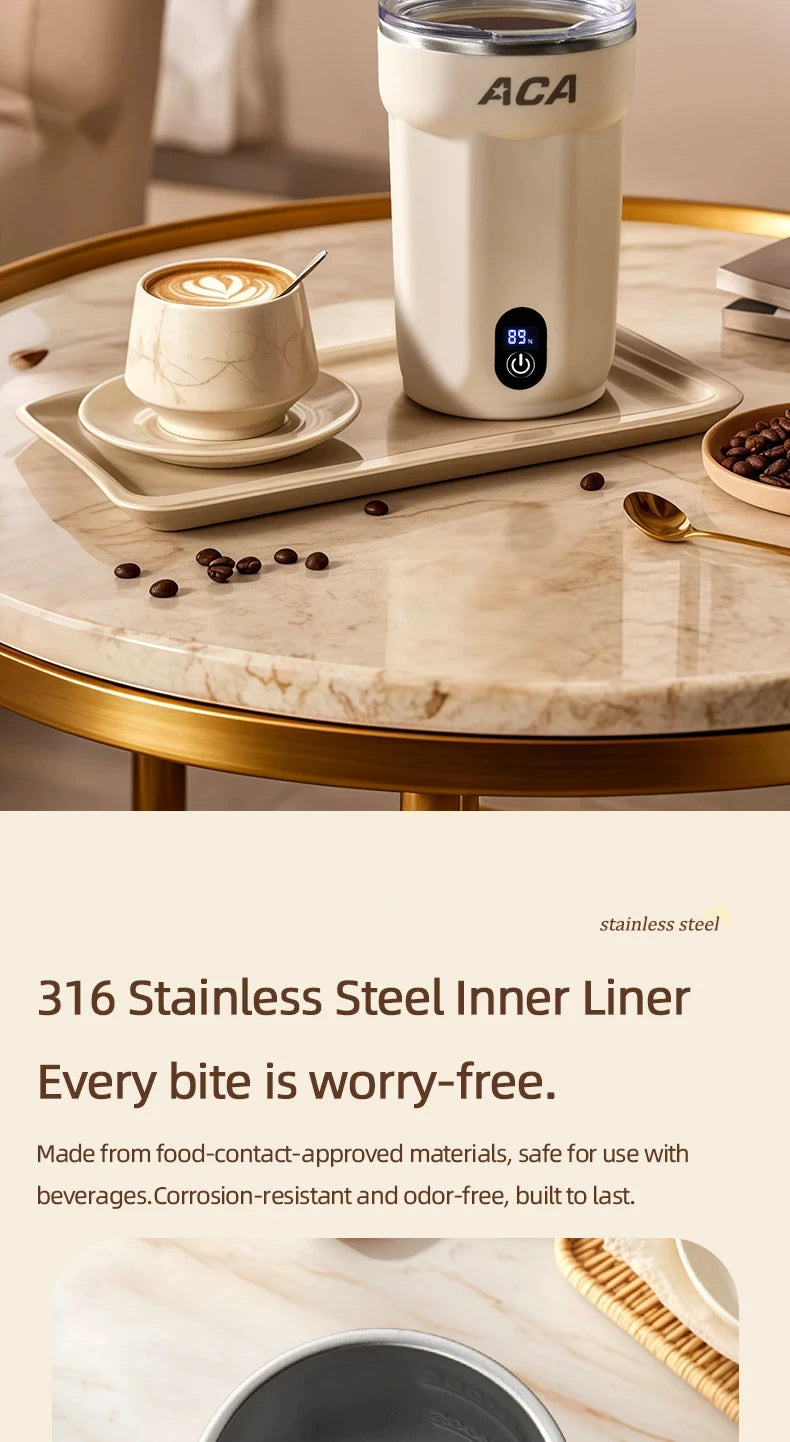 Mini Electric Automatic Magnetic Stirring Cup Smart Temperature & Battery Level Display 300ml USB-Charging Magnetic Water Cup