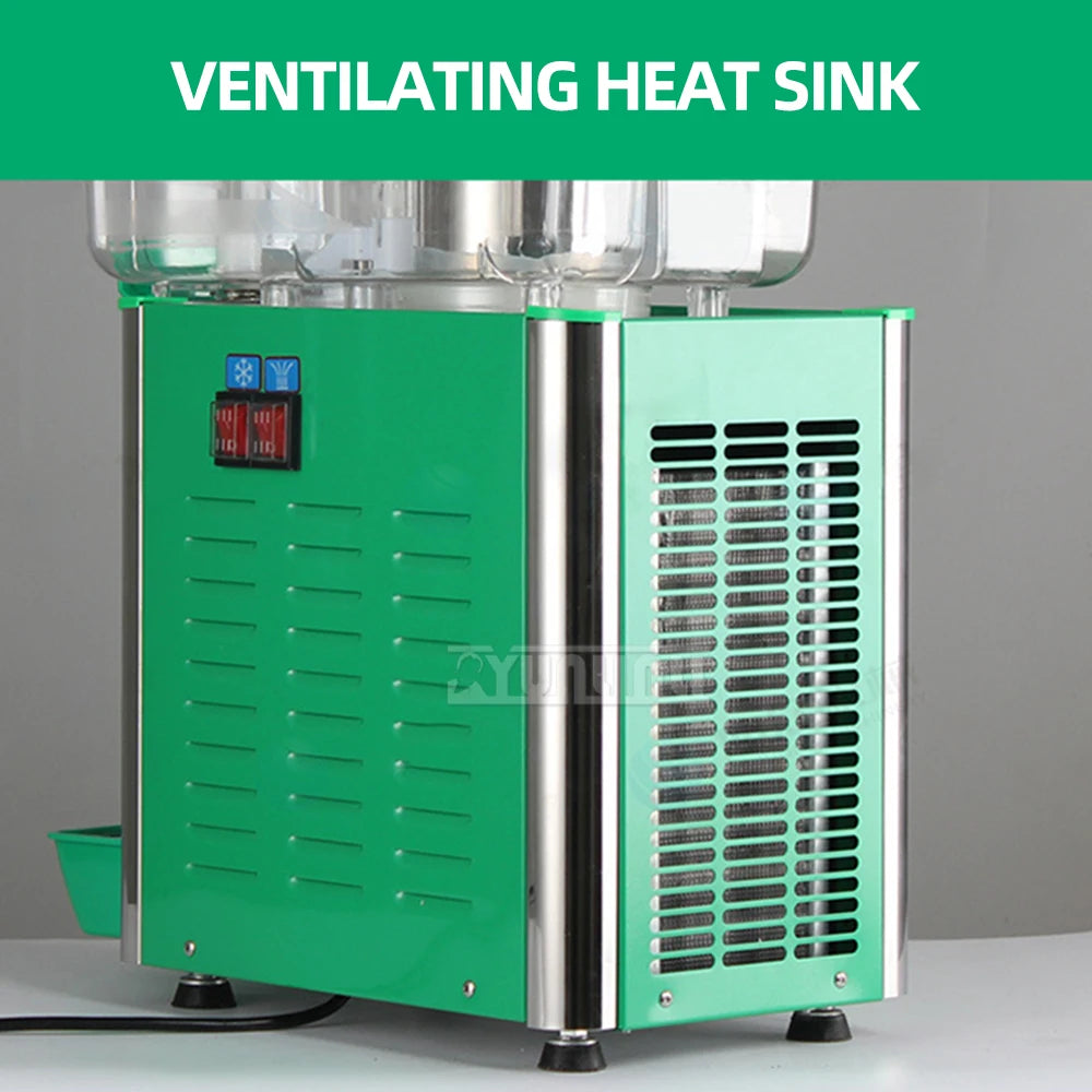 Commercial Double Cylinder Slush Machine Cold Hot Drink Dispenser Large Capacity Beverage Juicer