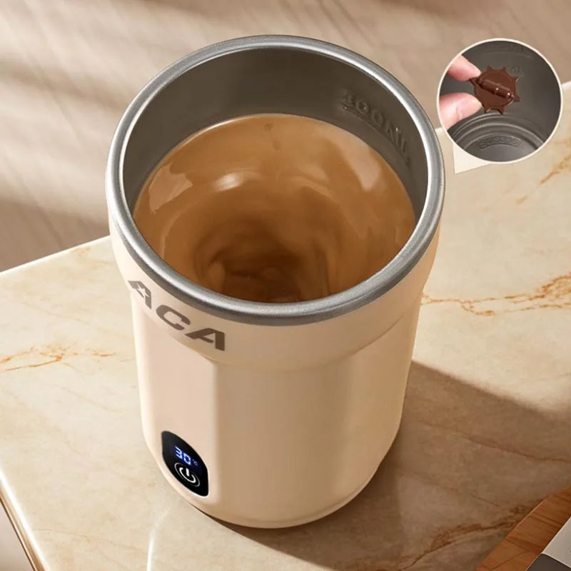 Mini Electric Automatic Magnetic Stirring Cup Smart Temperature & Battery Level Display 300ml USB-Charging Magnetic Water Cup