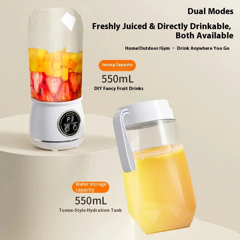 New 10 Blades Portable Fruit Juicer 550ml Capacity 3 Gears USB Rechargeable Blender Ice Crusher for Shakes and Smoothies Juicer