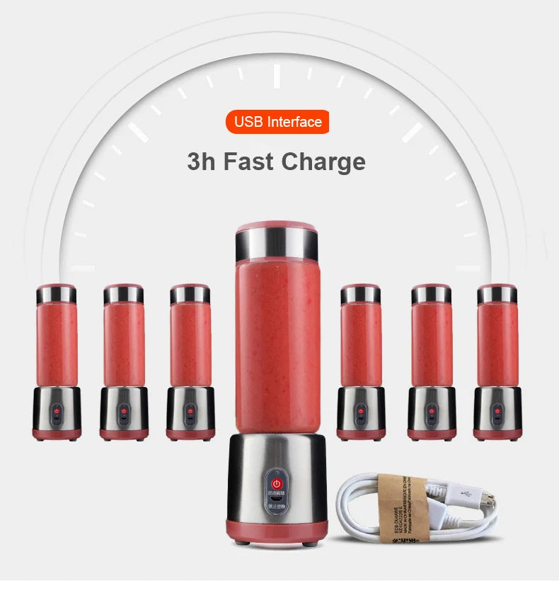 Multifunction Juicers Portable Electric Blender USB Rechargeable Electric Mixer Fruit Orange Milkshake Juice Maker Machine 450M