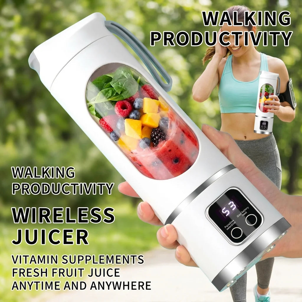 2025 Mini Electric Juicer with Powerful Motor 450ML Large Capacity Digital Display Crushed Ice Household Charging Juice Cup