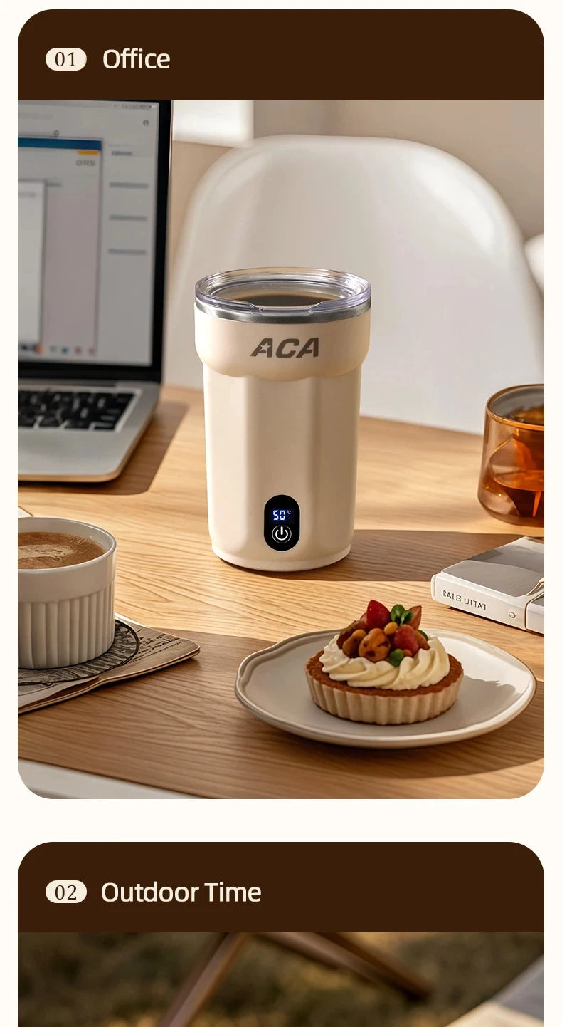 Mini Electric Automatic Magnetic Stirring Cup Smart Temperature & Battery Level Display 300ml USB-Charging Magnetic Water Cup