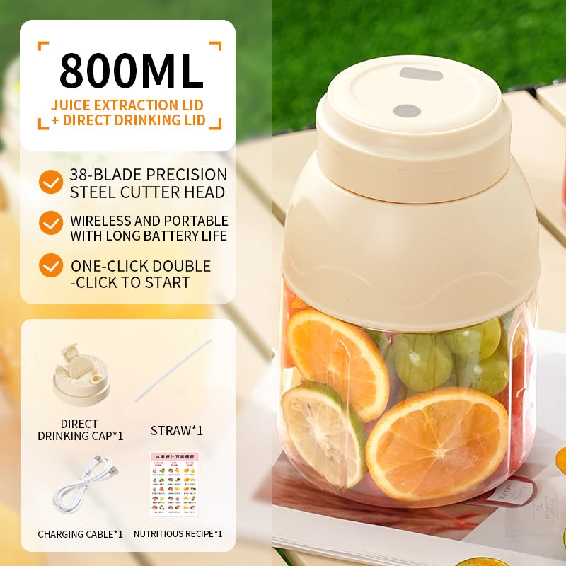 1 set of electric juicer, portable rechargeable blender for smoothies and milkshakes, suitable for office, gym, and travel