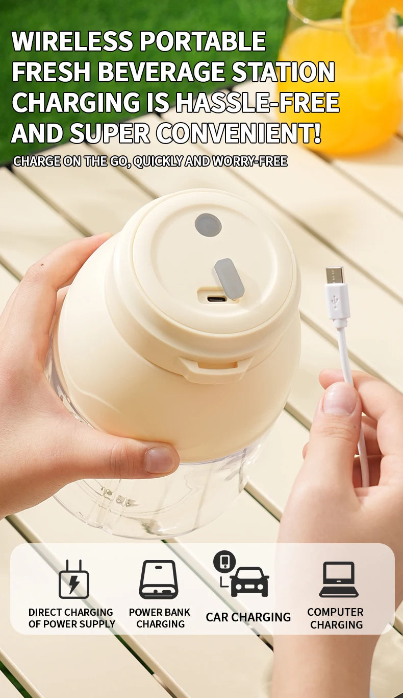 1 set of electric juicer, portable rechargeable blender for smoothies and milkshakes, suitable for office, gym, and travel