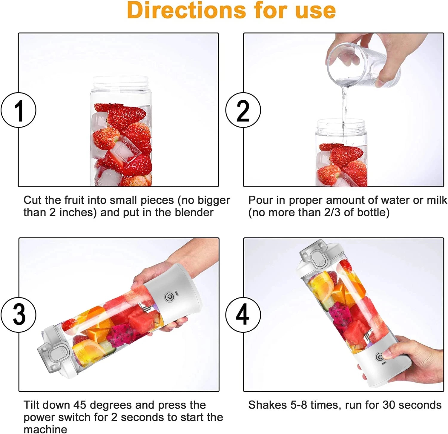 New Portable Blender 600ML Electric Juicer Fruit Mixers 4000mAh USB Rechargeable Smoothie Mini Blender Personal Juicer Colorf