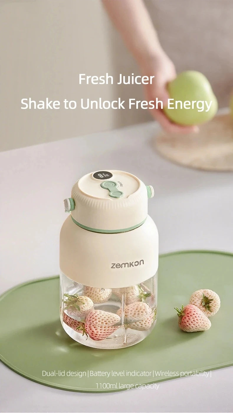 1100ML Portable Juicer Fresh Fruit Mixer 26 Blades USB Rechargeable Multifunctional Juicer Ice Crusher Smoothie Blender For Home
