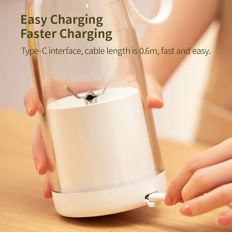 Portable USB juicer Fresh Juice Bottle Blender Plus 500ml  Wireless  Fruit Mixers 6 Blades 2400mAh Food Milkshake Ice Crush Cup