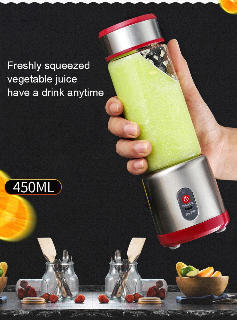 Multifunction Juicers Portable Electric Blender USB Rechargeable Electric Mixer Fruit Orange Milkshake Juice Maker Machine 450M