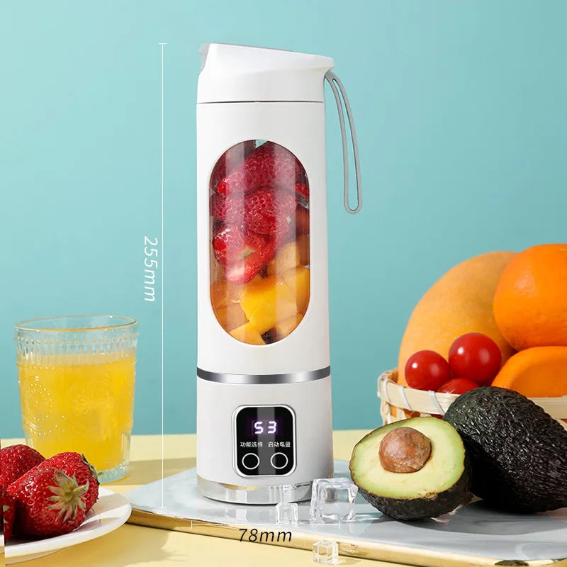 2025 Mini Electric Juicer with Powerful Motor 450ML Large Capacity Digital Display Crushed Ice Household Charging Juice Cup