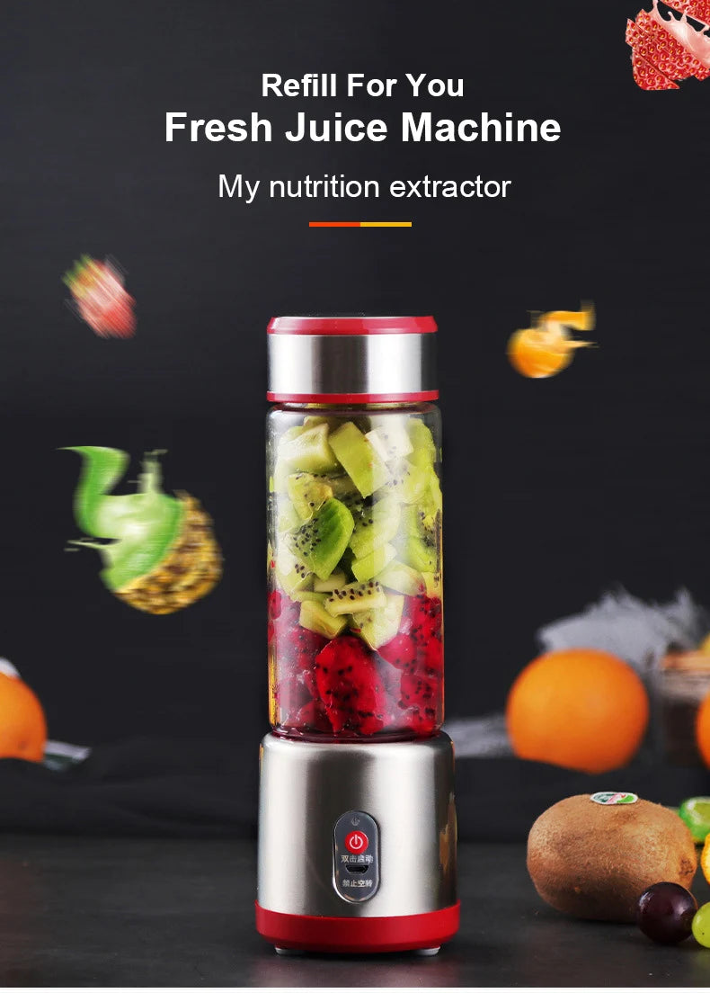 Multifunction Juicers Portable Electric Blender USB Rechargeable Electric Mixer Fruit Orange Milkshake Juice Maker Machine 450M
