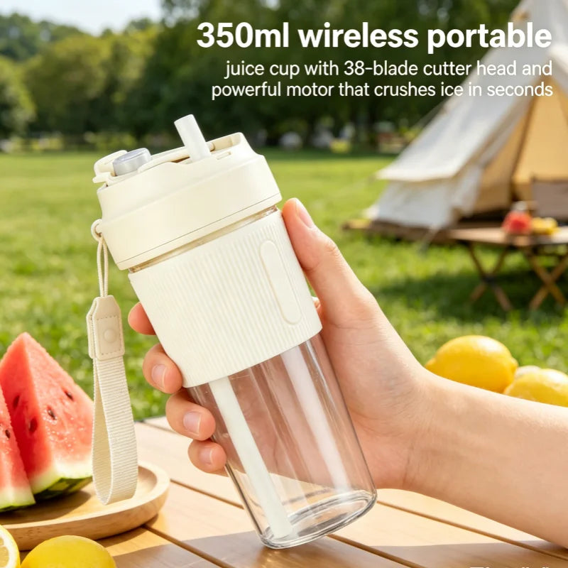 350ml Electric Juicer Cup 38 Blades Blender Milkshake Machine USB Portable Fruit Milk Mixing Tool Mini Fresh Juice Blender
