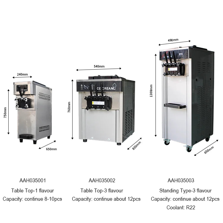 1700W Vertical Soft Serve Ice Cream Machine - Compact Commercial, Fully Automatic, Portable Stainless Steel, Easy Clean,