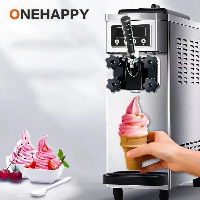 1700W Vertical Soft Serve Ice Cream Machine - Compact Commercial, Fully Automatic, Portable Stainless Steel, Easy Clean,