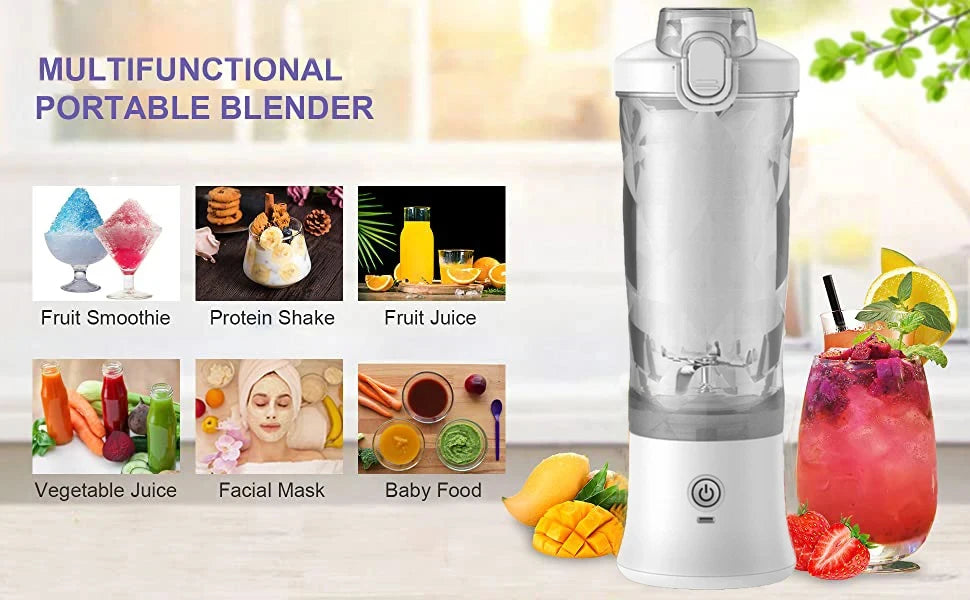 New Portable Blender 600ML Electric Juicer Fruit Mixers 4000mAh USB Rechargeable Smoothie Mini Blender Personal Juicer Colorf