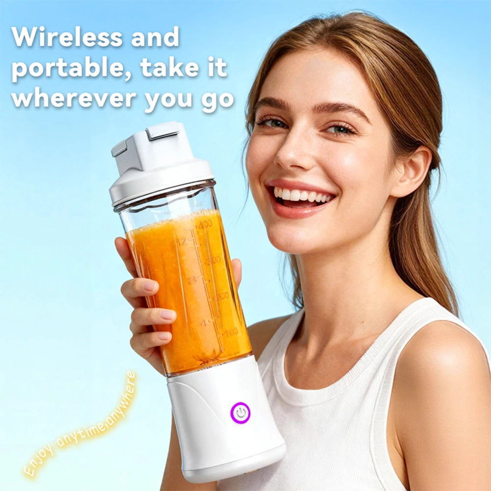 12 Blades Portable Fruit Juicer 450ml Electric Juice Cup Rechargeable Mini Blender Ice Crusher Shakes And Smoothies Maker