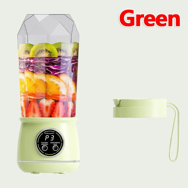 New 10 Blades Portable Fruit Juicer 550ml Capacity 3 Gears USB Rechargeable Blender Ice Crusher for Shakes and Smoothies Juicer